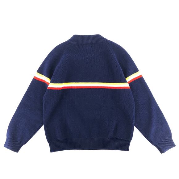 60s mock neck chest stripe sweater 1960s vintage - Picture 3 of 5